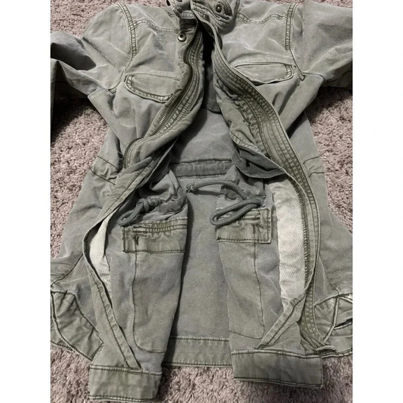 LUCKY BRAND Military Field Jacket Utility Coat Olive Green Full Zip Womens SMALL - Picture 10 of 10